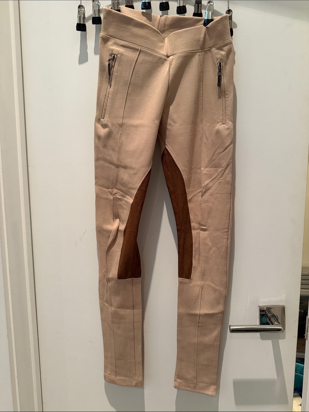 Zara Beige Leggings with Brown In-thigh Panels